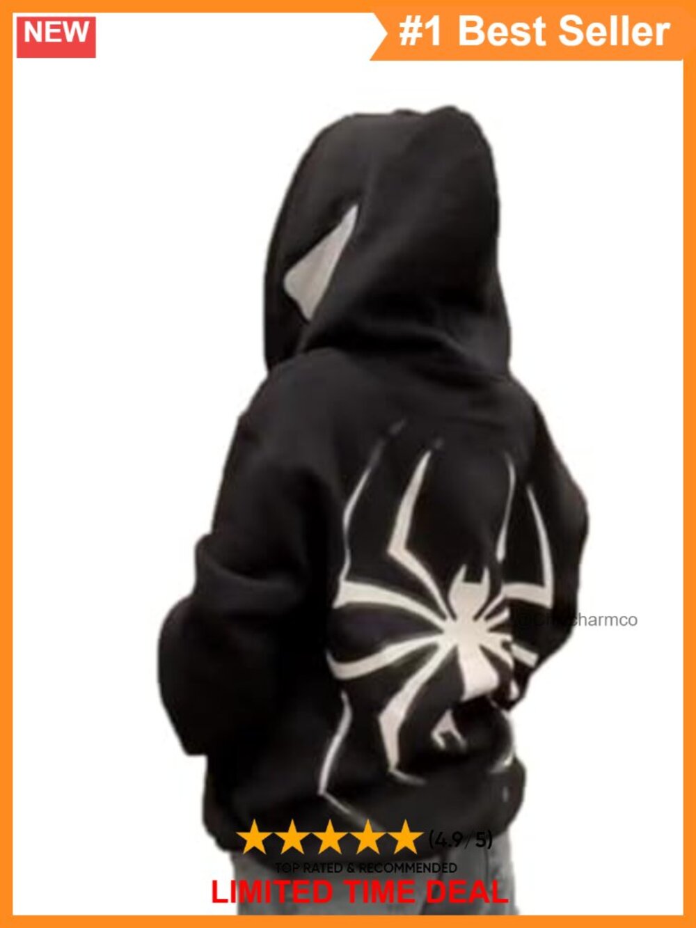 Y2K Spider Print Oversized Zip Hoodie Gothic Harajuku Full Zip Sweatshirt